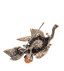 AM-2350 Брошь «Лето» (латунь, янтарь)