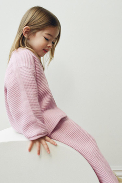 ZARA БРЮКИ-КЮЛОТЫ ИЗ РИФЛЕНОГО ТРИКОТАЖА, РОЗОВЫЙ/ЛИЛОВЫЙ