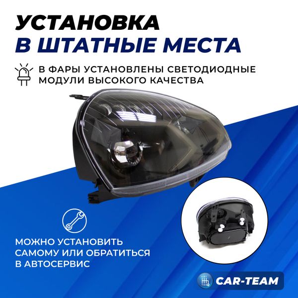 Фары Лада Приора передние в стиле Mercedes AMG с Bi LED модулями и плавающими поворотниками, тонированные галочки