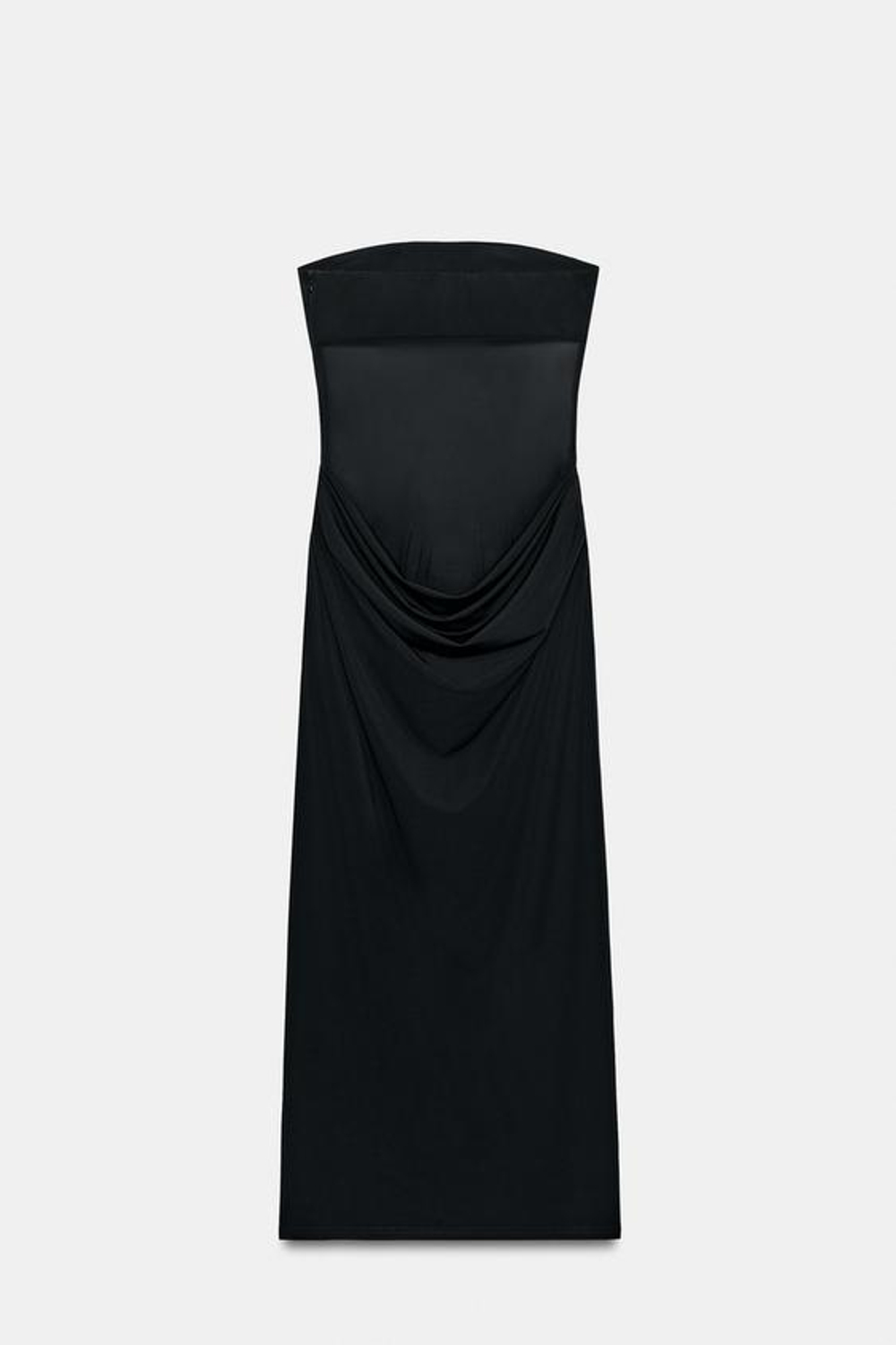 ZARA КОМБИНИРОВАННОЕ ПЛАТЬЕ МИДИ СО СБОРКАМИ, ЧЕРНЫЙ