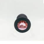 Средняя черная пробка с нежно розовым кристаллом ONJOY Silicone Collection (Цвет: черный с нежно розовым)