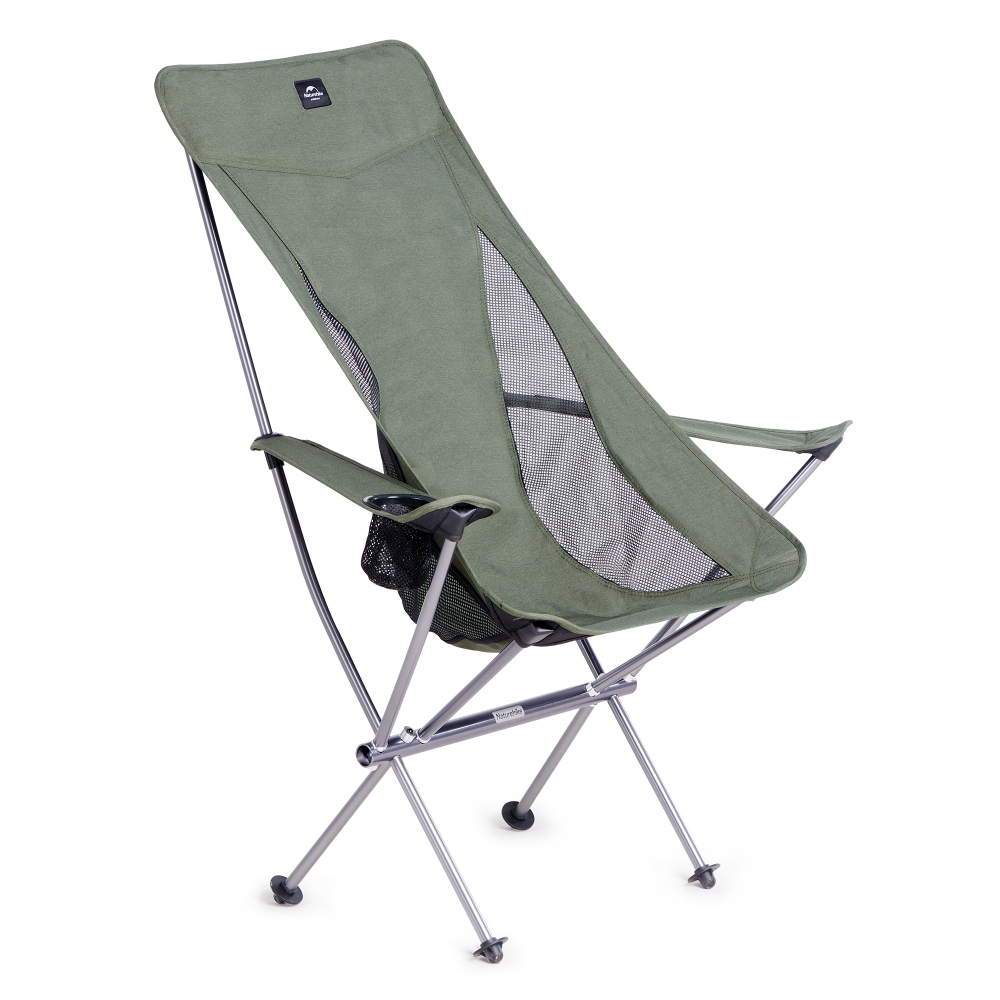 Кресло туристическое Naturehike YL06 складное, 47х36,5х98,5 см, высокая спинка, до 150 кг, зеленое