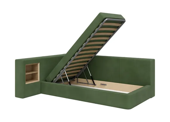 Диван-кровать Cube c нишей M (зелено-голубой FiberGuardе)