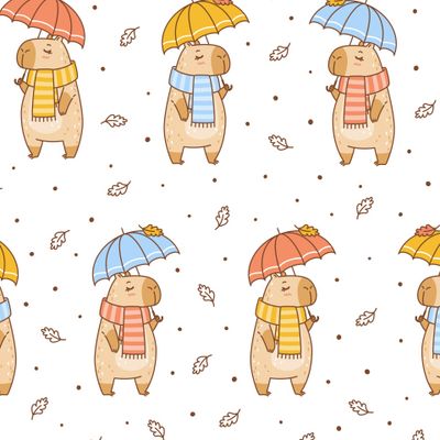 Осенние капибары под зонтом