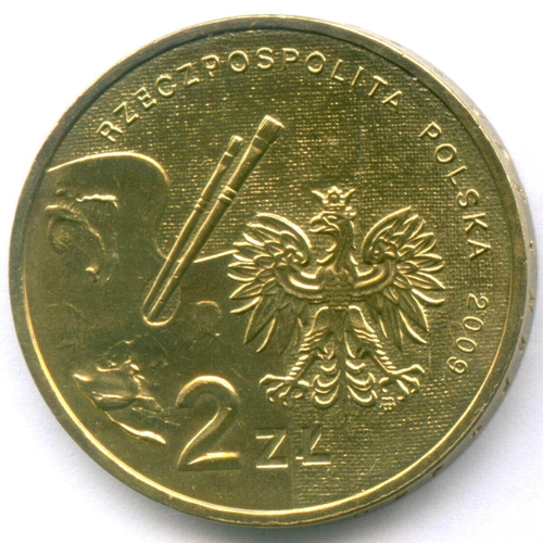 2 злотых 2009 год. Польша. Художник Владислав Стржеминский. Латунь AUNC