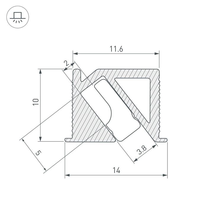 Профиль встраиваемый Arlight SL-Bevel-H10-F14-2000 Anod Black 044084