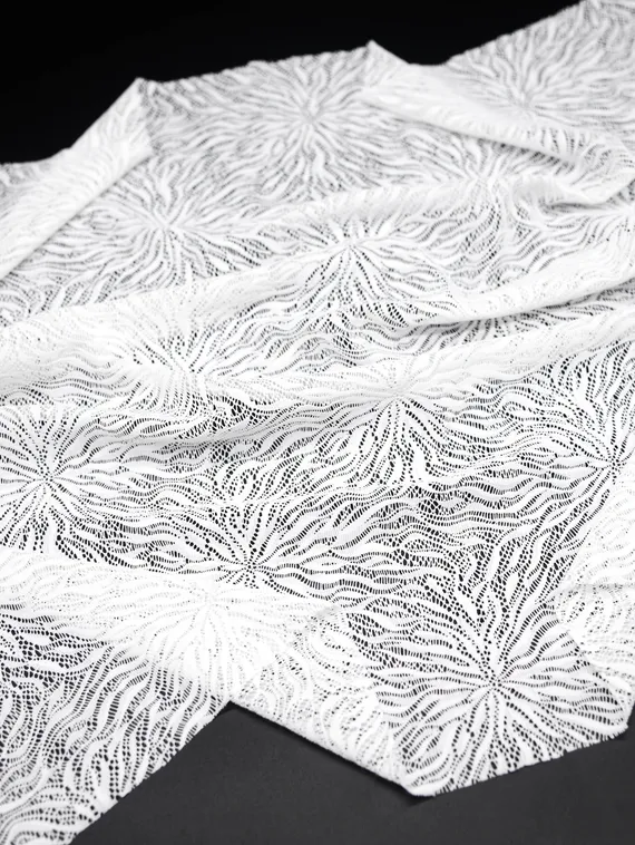 Сетка-стрейч арт.0933, цветы, Италия, теплый белый