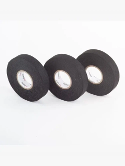 Изолента черная автомобильная тканевая подкапотная лавсан, флисовая для жгутования, набор 3 шт, 19мм х 15м