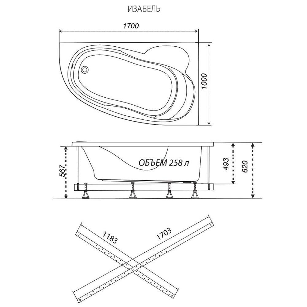 Акриловая ванна Triton (Тритон) Изабель 170x100 R