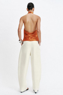 ZARA АТЛАСНЫЙ ТОП С ГОРЛОВИНОЙ ХАЛТЕР, ОРАНЖЕВЫЙ
