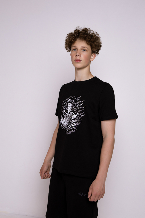 Футболка черная классическая с принтом "Jimi Hendrix The guitarist"