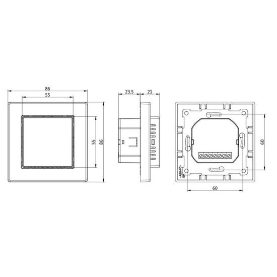 Термостат с датчиком пола,  с недельным программированием,  с Wi-Fi ,  16 A,  55*55 мм,  черное стекло