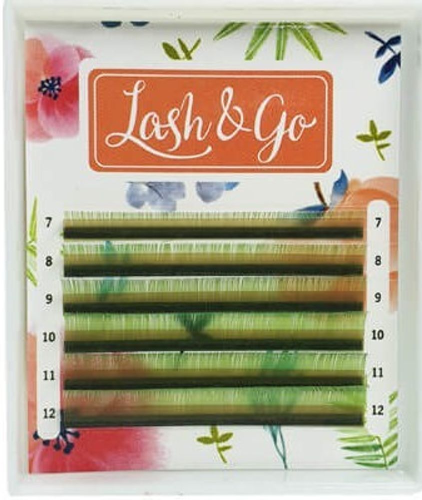 Зеленые светлые ресницы Lash&amp;Go MINI MIX - 6 линий