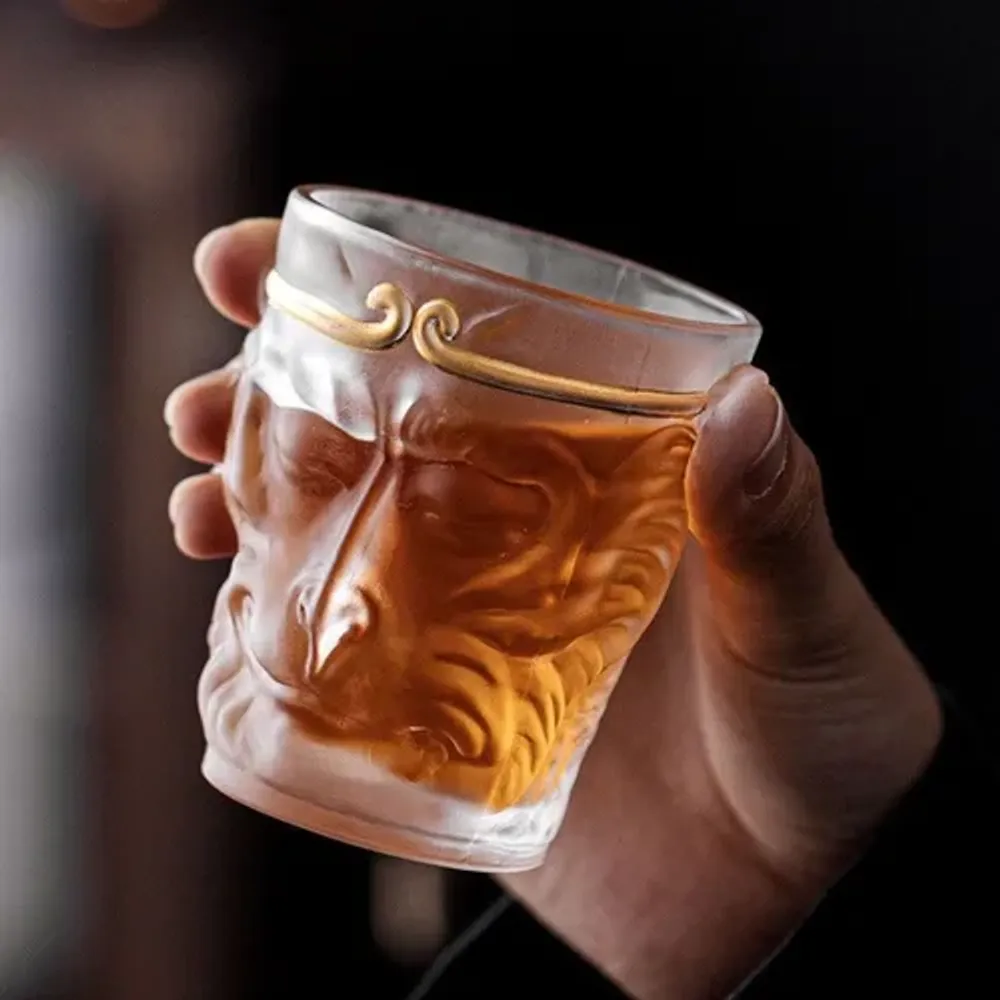 Чашка 240 мл чайно-кофейная без ручки матовая Monkey King Barista d 7,3 см h9 см стекло Barbossa [1]