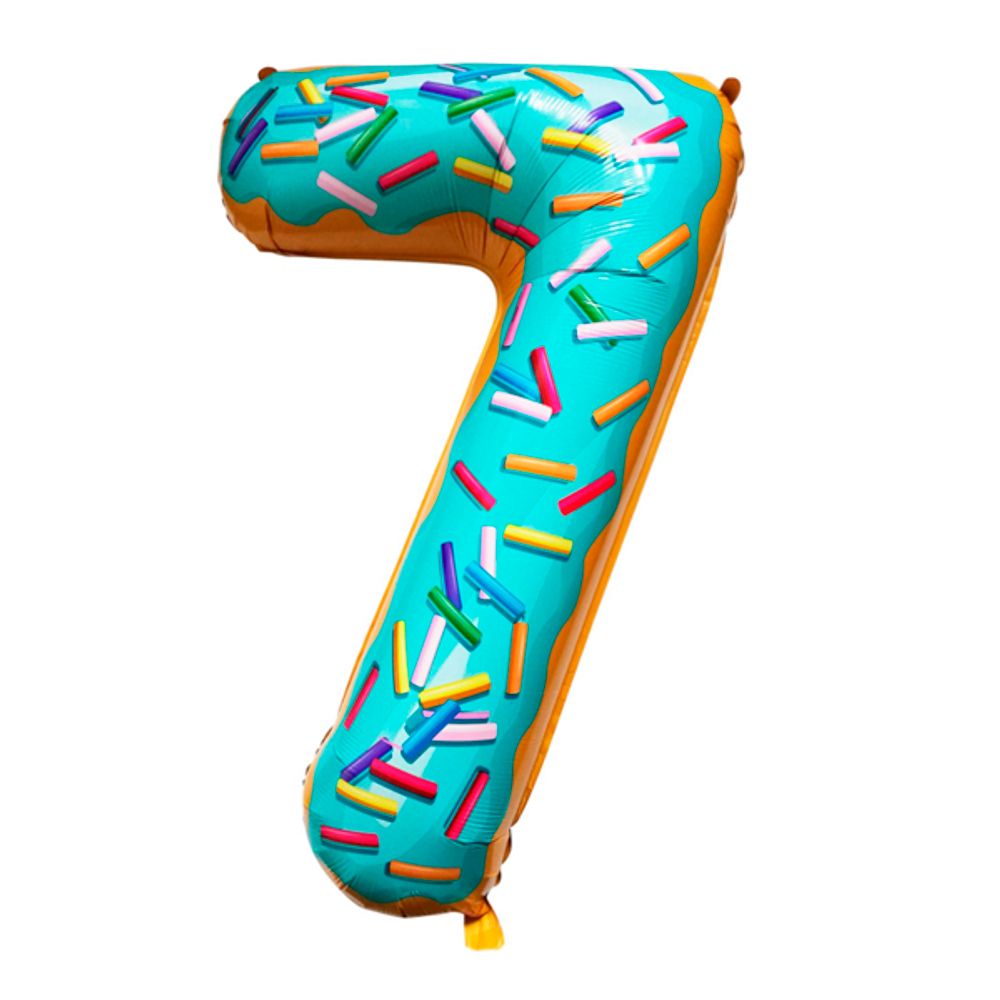 Шар фольга Цифра 7 Пончик 40"/102см с гелием