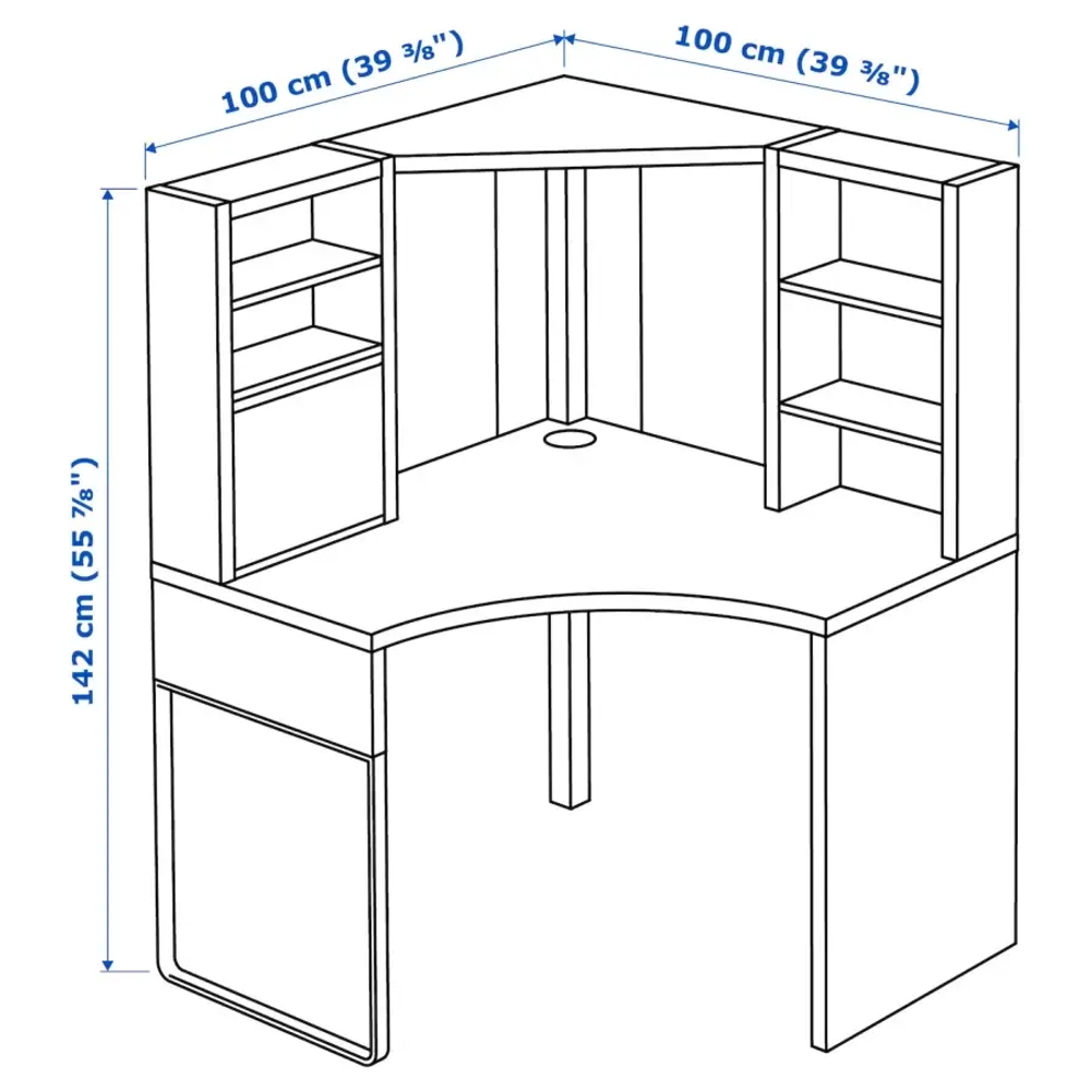 Угловой письменный стол - IKEA MICKE, 100х100 см, белый, МИККЕ ИКЕА
