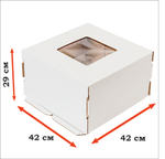 Коробка картонная усиленная гофрокартон с окном 42х42х29 см