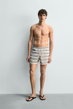 ZARA ПЛАВКИ СРЕДНЕЙ ДЛИНЫ В ПОЛОСКУ, РАЗНОЦВЕТНЫЙ