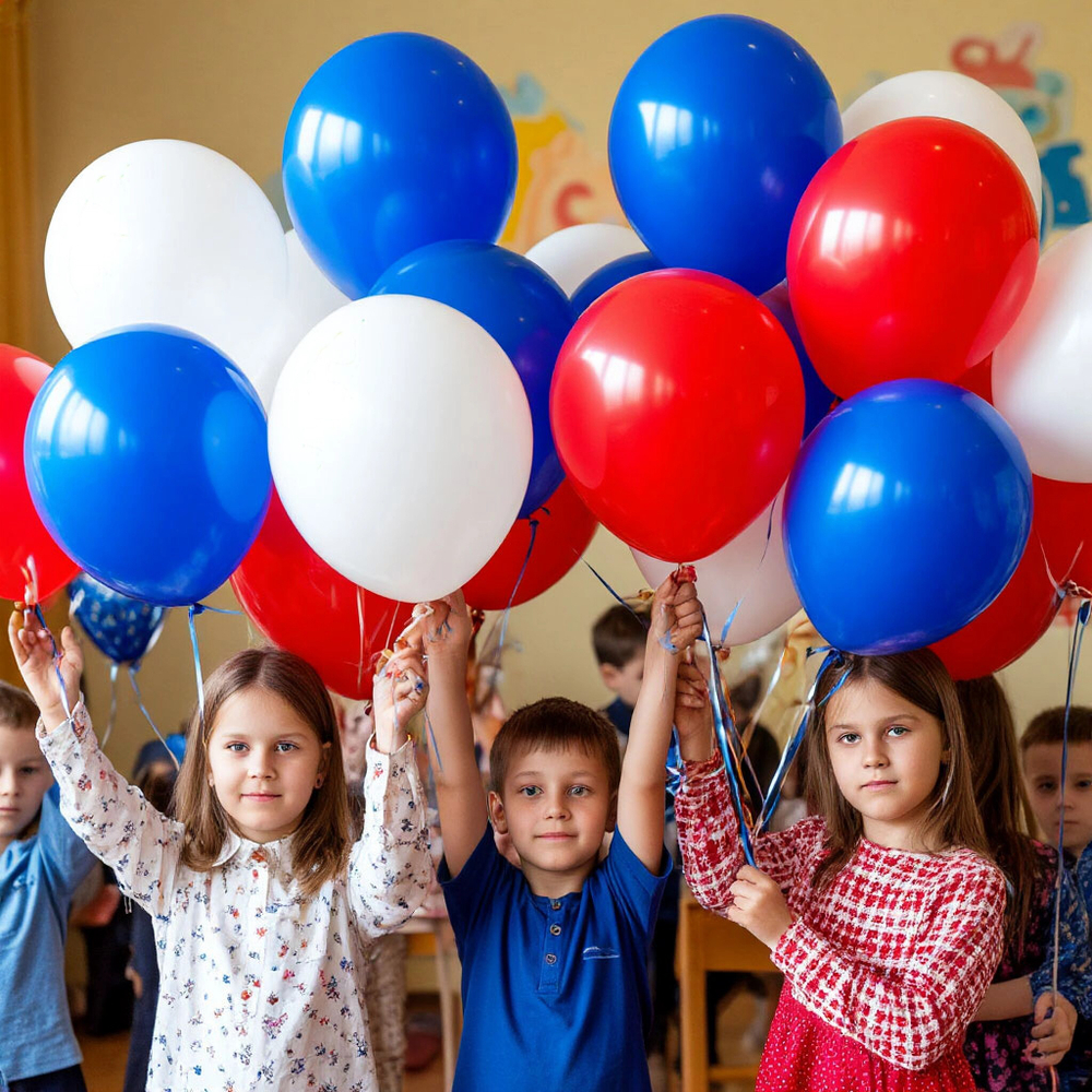 Триколор цвета Нашего флага АКЦИЯ! 30 гелиевых шаров