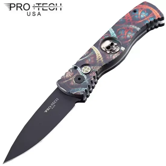 Складной нож Pro -Tech TR-2 PR/TR-2 Skull CUST-Pic c клинком из стали 154CM, рукоять алюминий