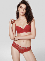 Комплект Pizzo Romantic: балконет и трусики-слипы (Размер: 3B) (Цвет: красный)