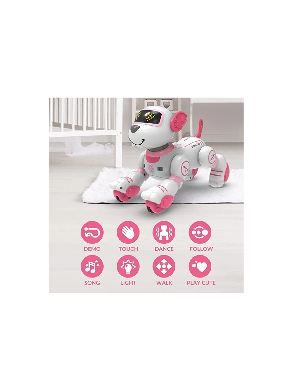 Радиоуправляемый робот-собака Volantex RC Умный друг звук, свет, танцы, розовая