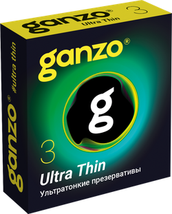 Презервативы Ganzo Ultra thin, ультратонкие, латекс, 18 см, 3 шт