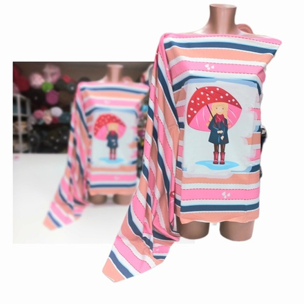 Футер 2х нитка петля Девочка Под зонтиком купон 70 см