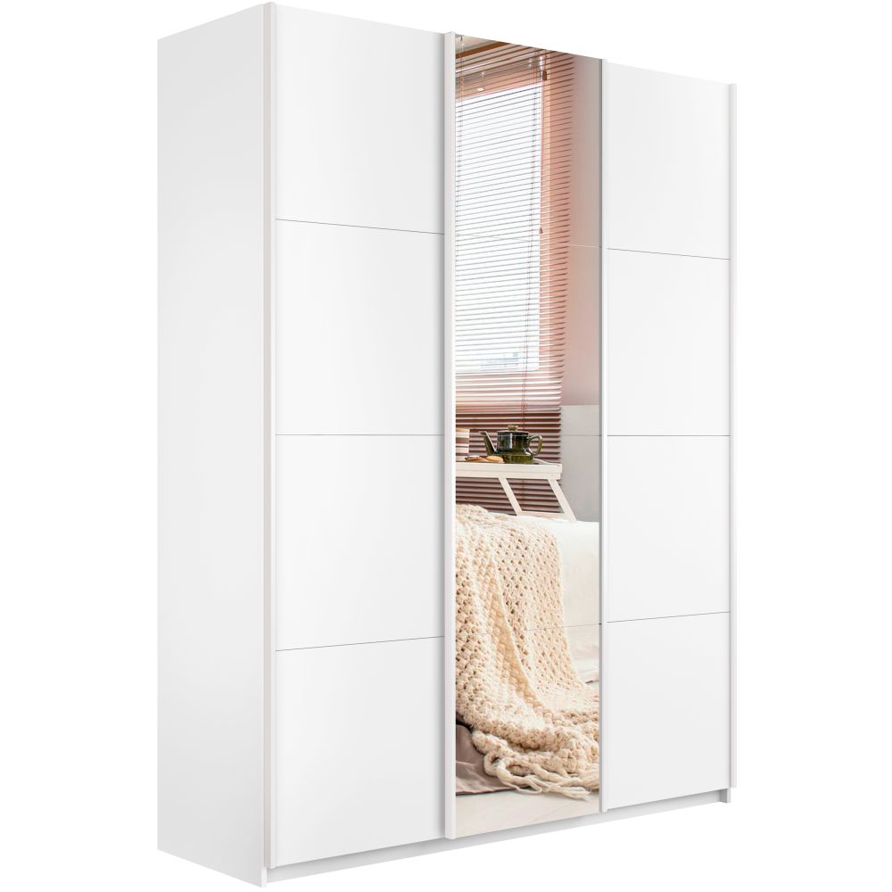 Шкаф-купе Прайм 3-дверный с зеркалом 2100 (Белый снег), МК Е1