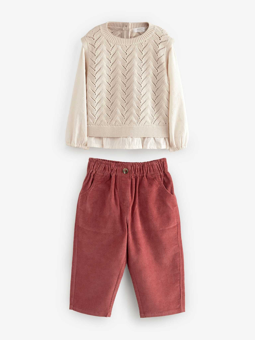 Блуза и брюки в комплекте для девочки Next N79-937, Молочный, Кирпичный