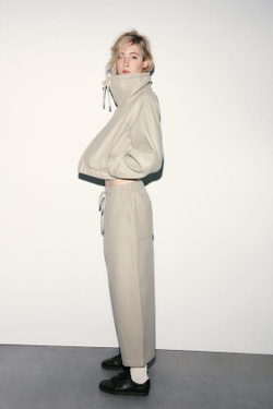 ZARA БРЮКИ ИЗ МЯГКОЙ ТКАНИ, ЗЕЛЕНЫЙ/СЕРЫЙ