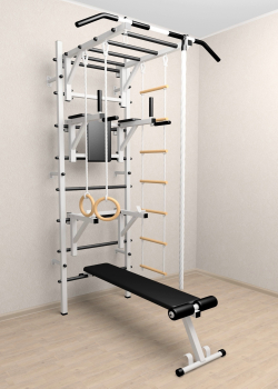 Шведская стенка Sv Sport 527 (Турник рукоход/Брусья/Стойка/Скамья/Канат/Кольца/Лестница)
