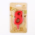Свеча для торта цифра "Овал" "8", красная, 5,5 см