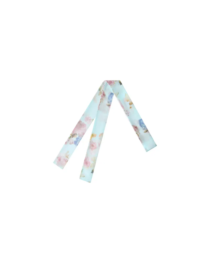 Луана (Luana), лента из голубого шифона с цветочным принтом