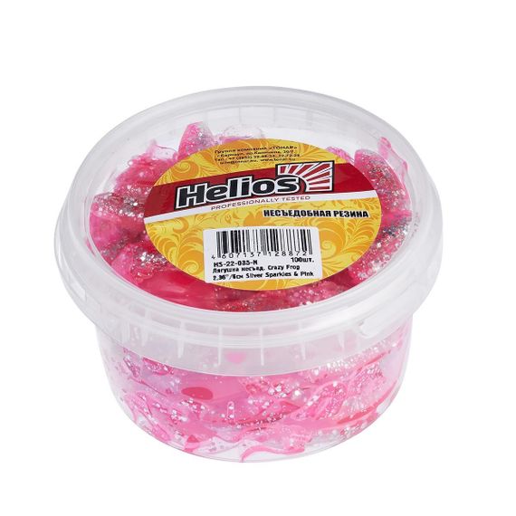 Лягушка несъедоб. Helios Crazy Frog 2,36&quot;/6,0 см Silver Sparkles &amp; Pink 100шт. (HS-22-035-N)