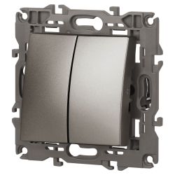 Выключатель ЭРА Elegance 14-1104-16 двойной, 10АХ-250В, титан