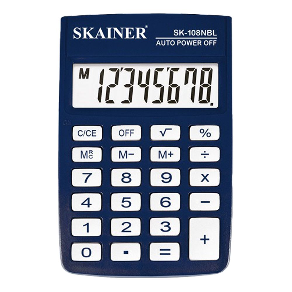 Калькулятор карманный SKAINER 8 Bit, LCD, 8.8*5.8*1 см, синий