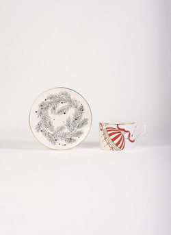 VALERIE CONCEPT Набор чашка и блюдце "Ёлочный шар"