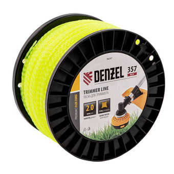 Леска для триммера витой квадрат, 2,0мм х 357м, на DIN катушке FLEX CORD Denzel