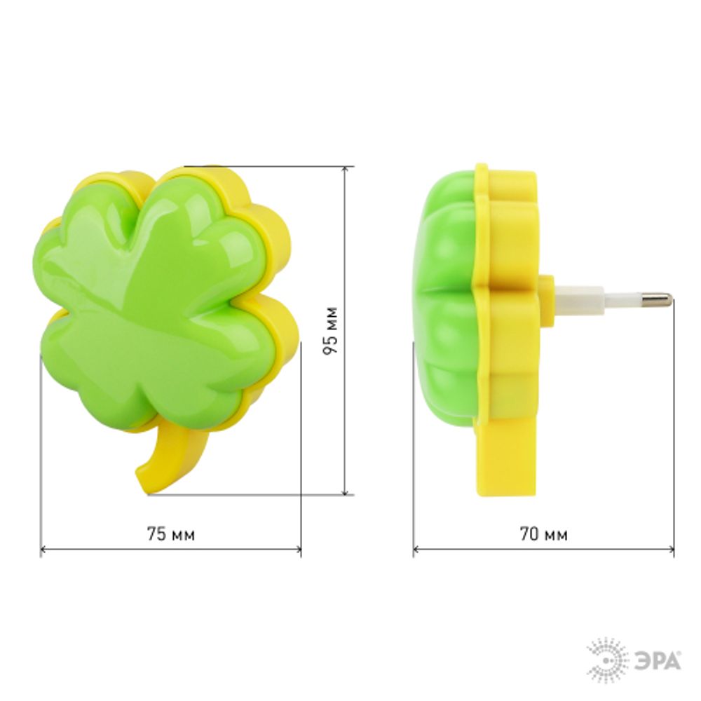 Ночник - светильник светодиодный ЭРА NN-606-LS-GR в розетку с датчиком освещенности зелёный | Ночники