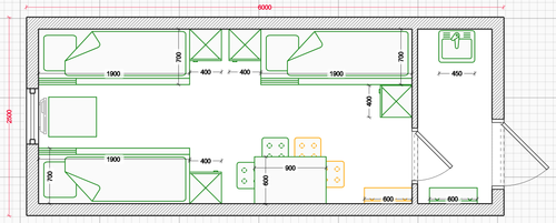 Вагон-дом 6х2,45м жилой на 6 человек с тамбуром