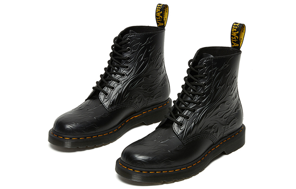 Dr. Martens Unisex 1460 Flames Combat Boots Black