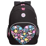 Рюкзак Grizzly, 27*40*20см, 2 отделения, 4 кармана, анатомическая спинка, черный