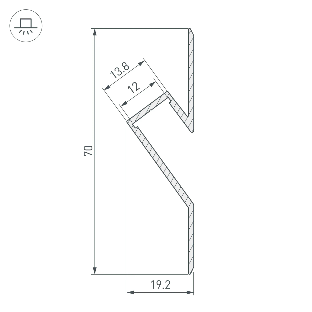 Профиль ARH-DECORE-S12-CAVE-F-2000 ANOD (Arlight, Алюминий) 023902