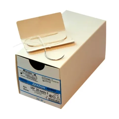 Даклон крученый M2 (3/0) 75 см колющая игла 20 мм 1/2 окр. 12 шт