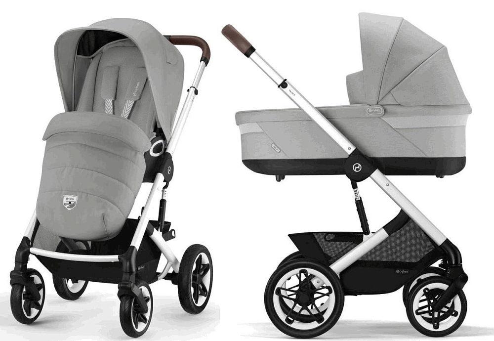 Коляска Cybex Talos S Lux SLV complete Aton S2 Moon Black Base One 4 в 1 Stone Grey с дождевиками