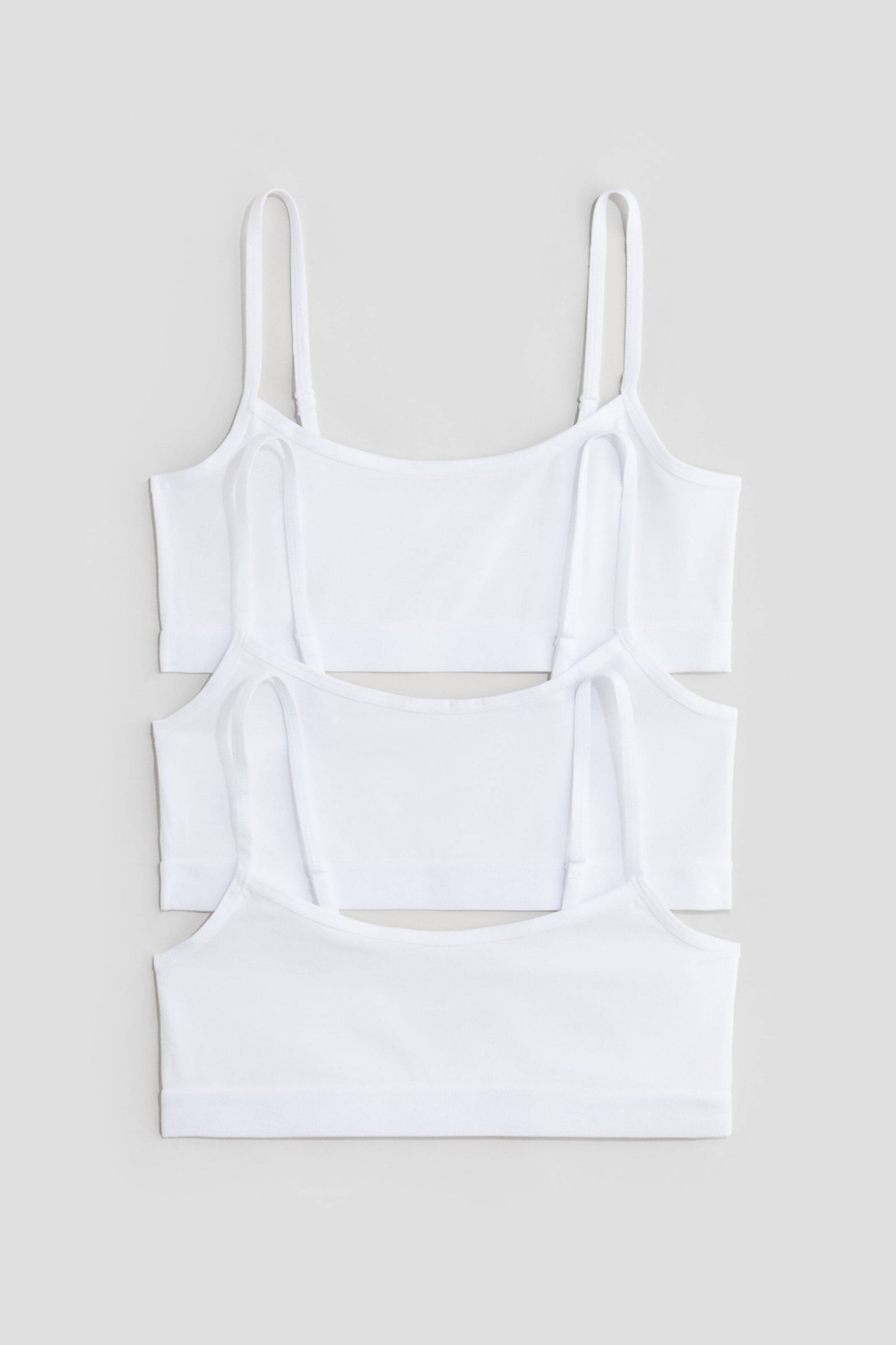 H&M Набор из трех укороченных топов, белый