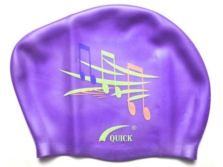 Шапочка для плавания для длинных волос SWIM TEAM ноты: KW-N  (Фиолетовый)