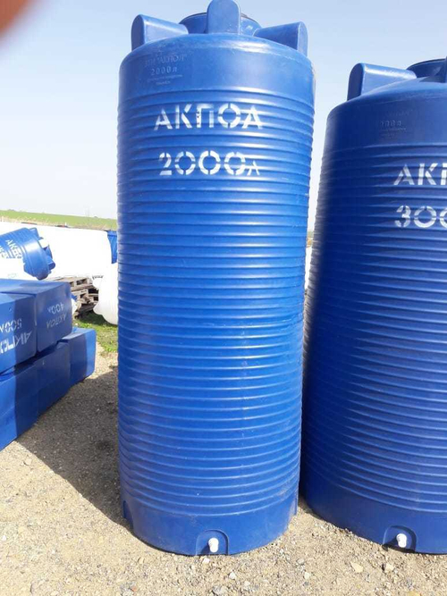 Ёмкость пластиковая пищевая АКПОЛ В 2000 л. вертикальная высокая  (104x104x270см;45кг;синий) - арт.555052.2