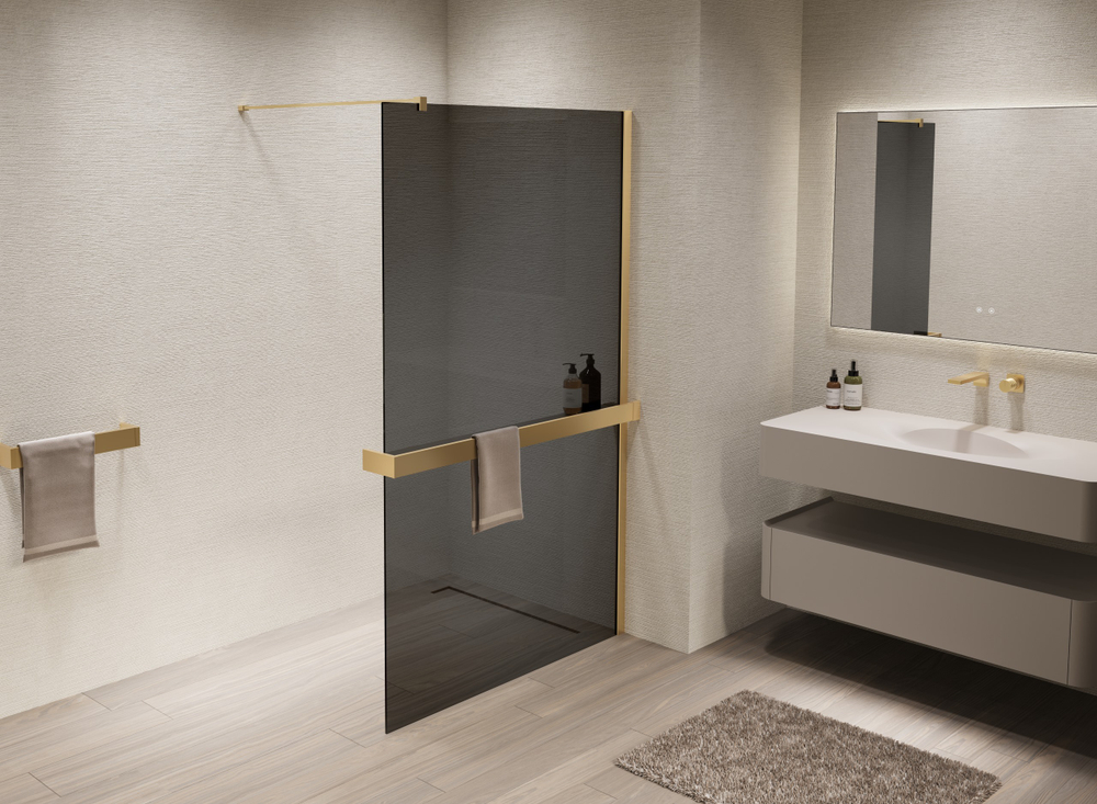 Душевая перегородка Walk-In VSW-1HR120CGG, 1200*2000, матовый золотой, стекло тонированное